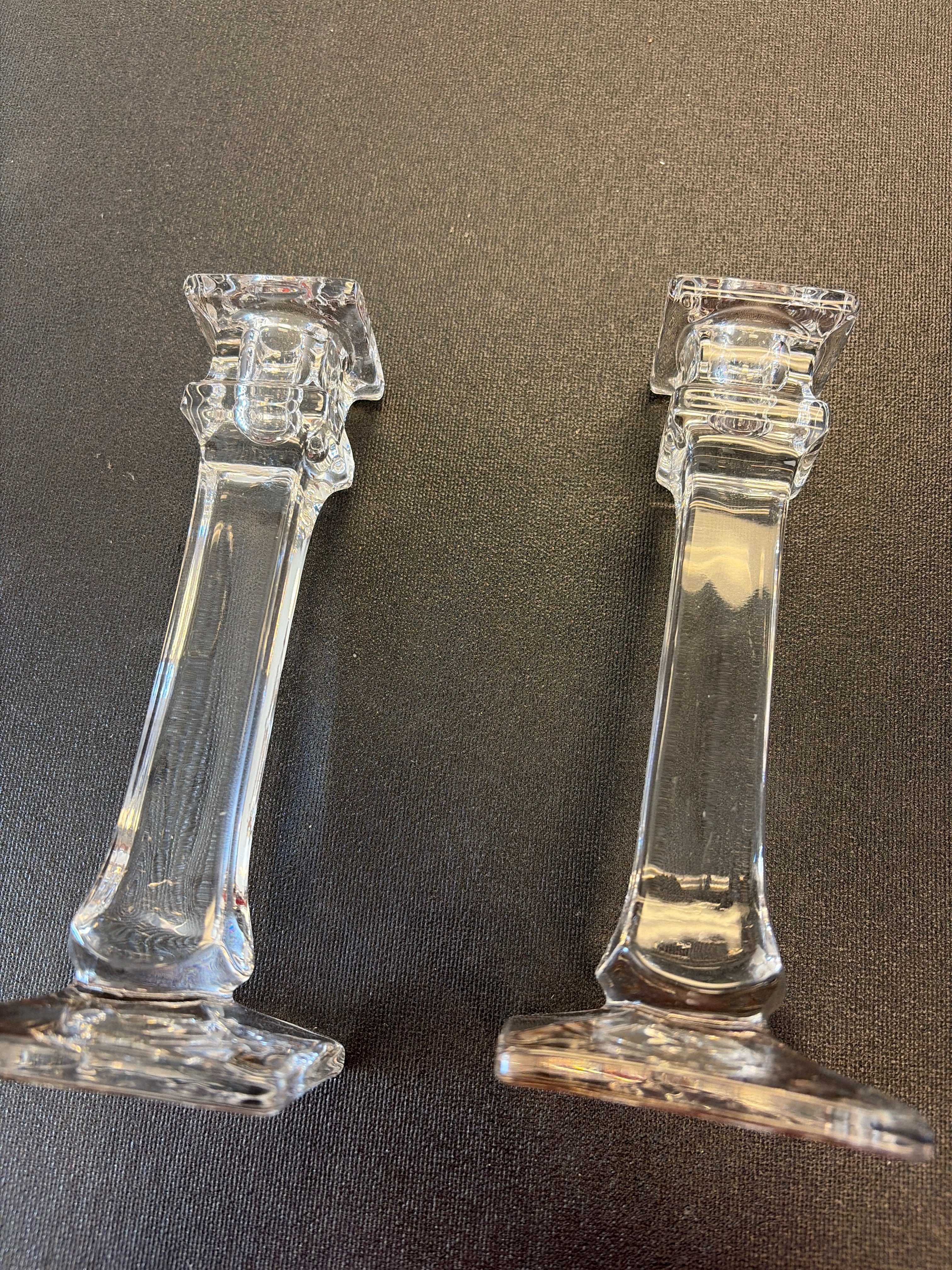 Pair of Vintage Villeroy and Boch Crystal Candle Holders 7.5