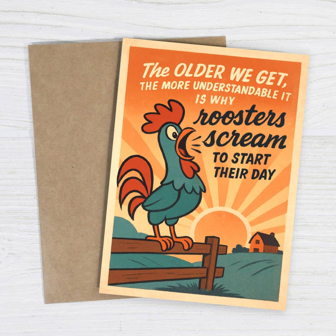 Rooster Screaming – Funny Birthday Card