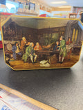 Vintage Fillerys Toffees Ltd. "For Empire Defense" tin featuring a scene by artist Margaret Dovaston