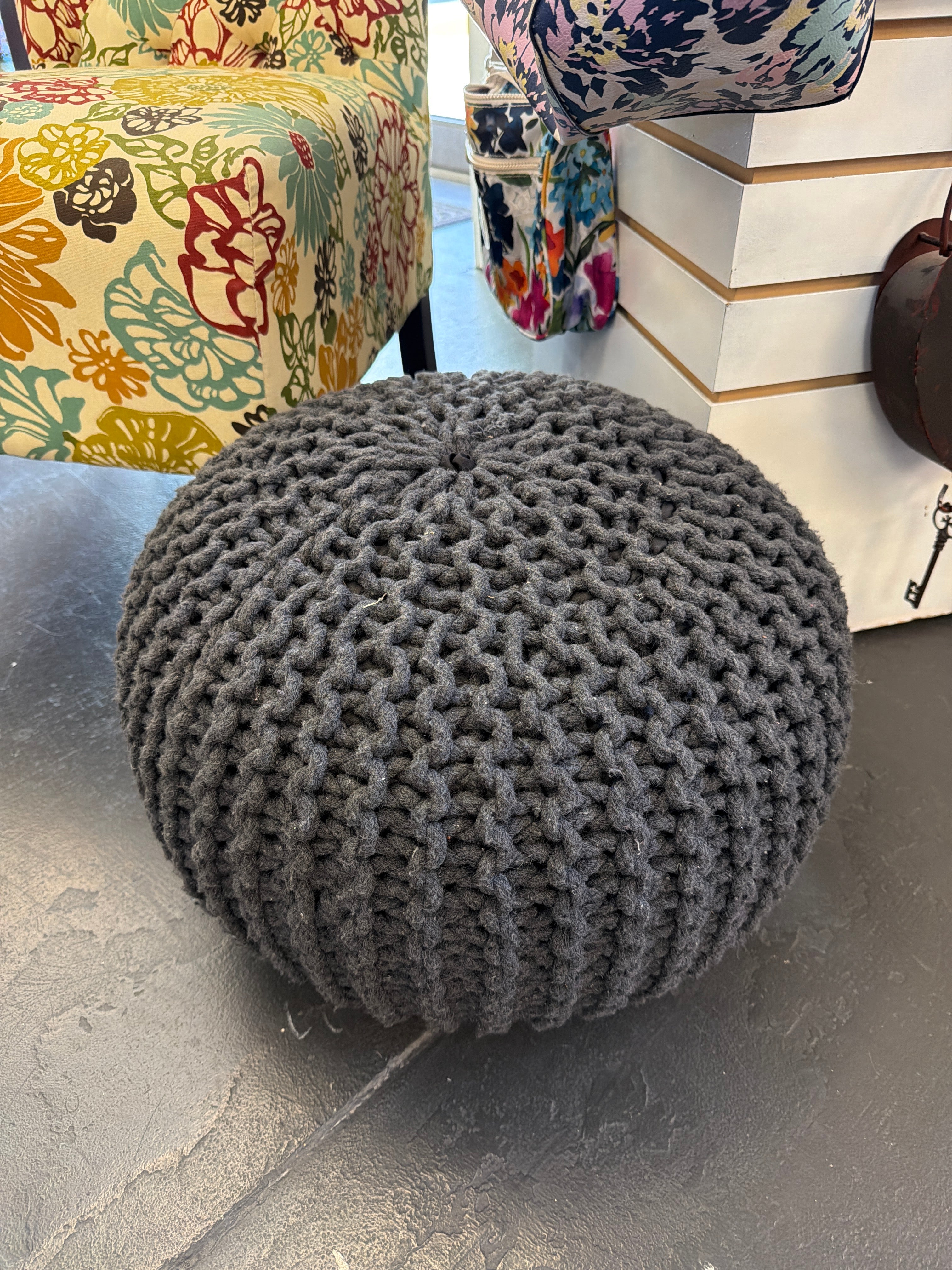 Gray pouf