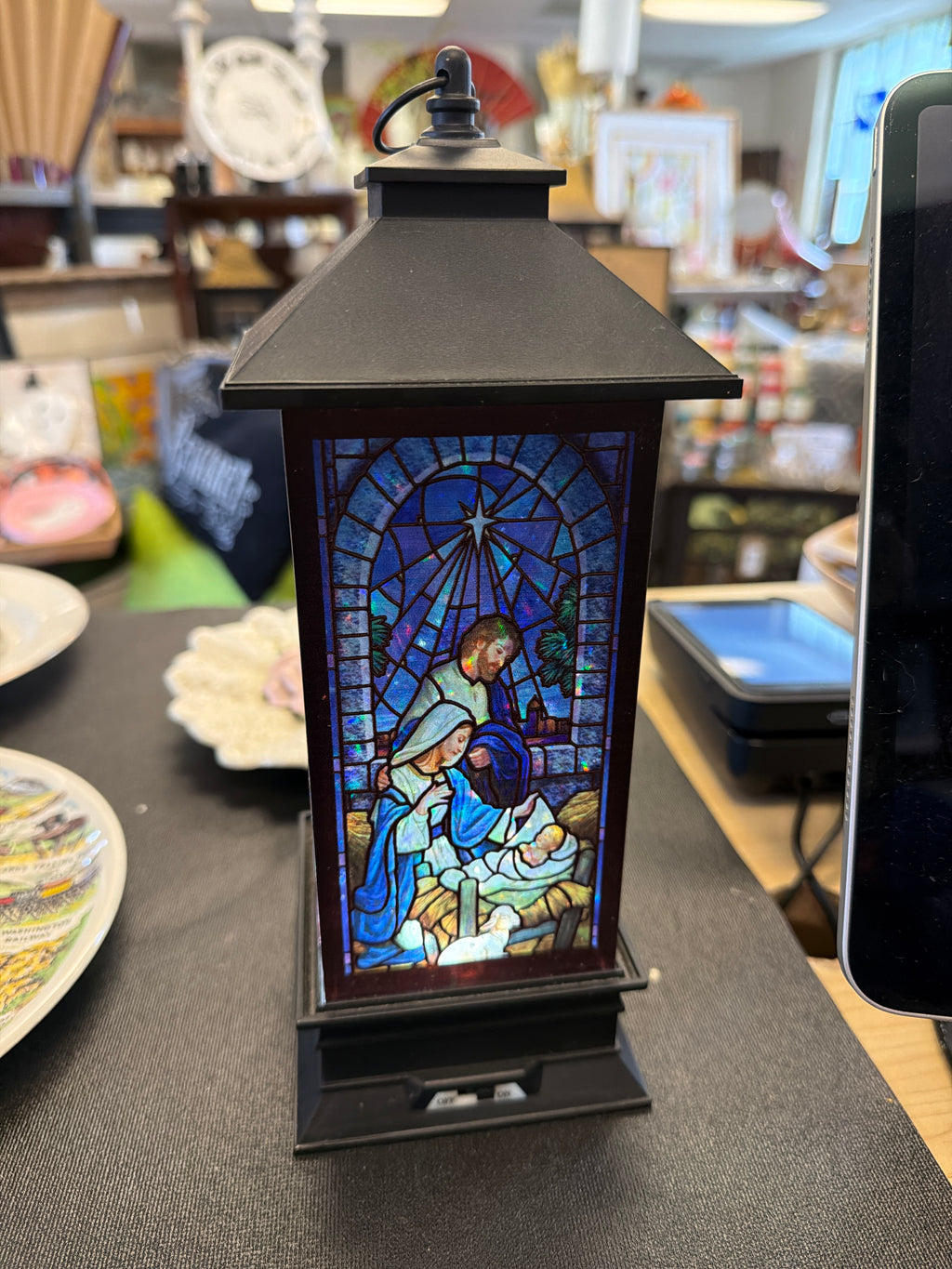 Roman LED Holy Family Printed Swirl Lantern