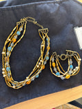Premier blue/amber necklace and bracelet set