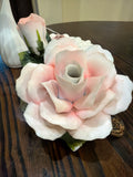Vintage Capodimonte style porcelain pink rose light