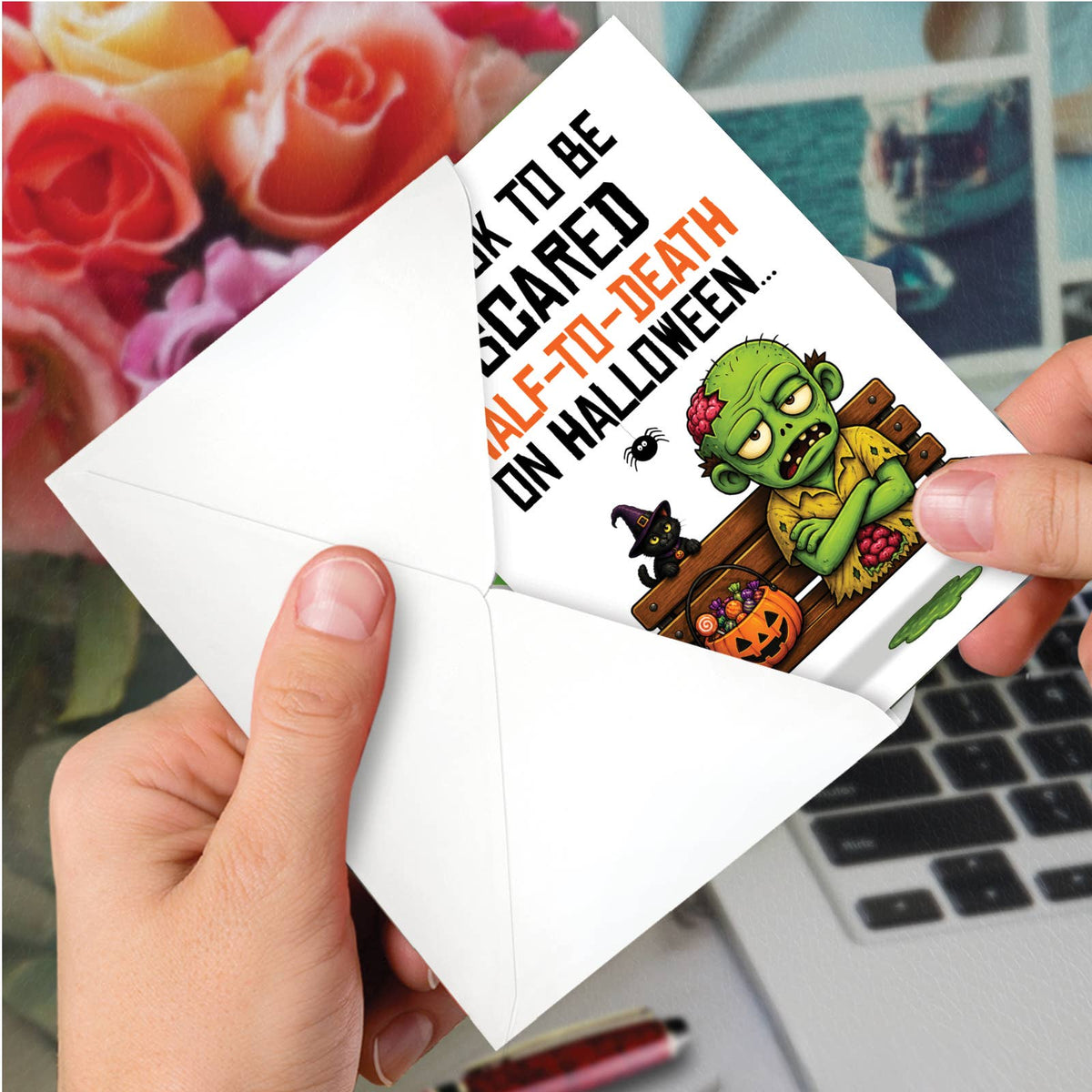 Funny Halloween Greeting Card - Half To Death