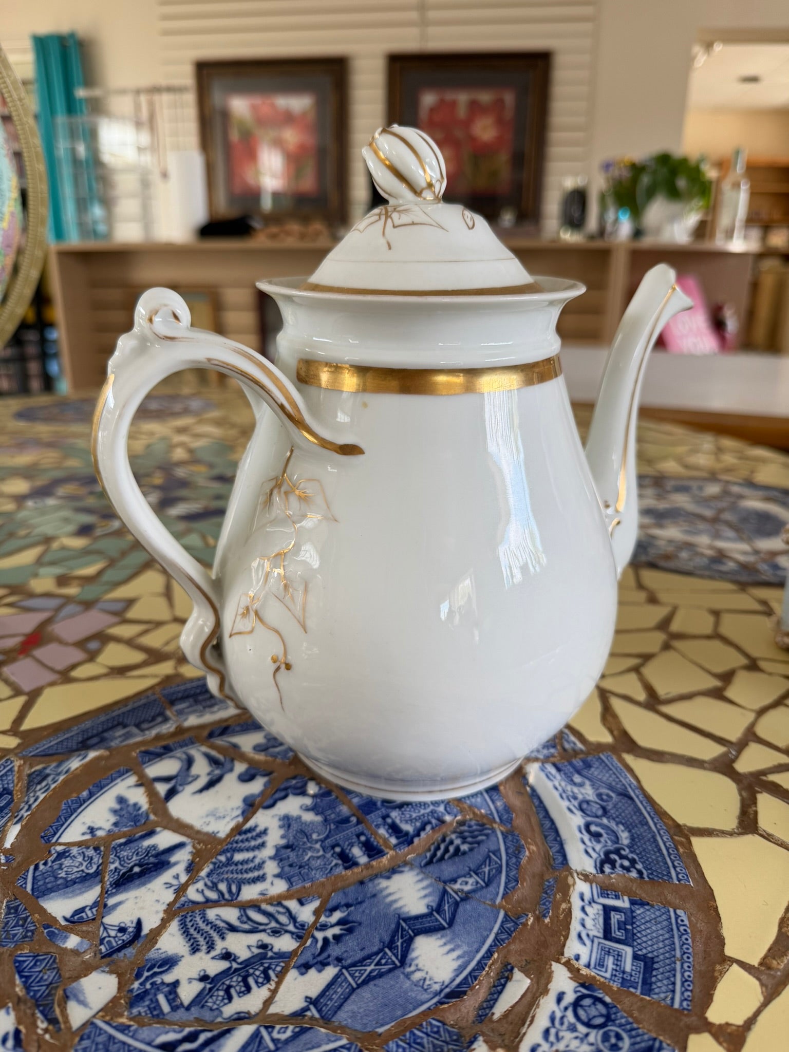 Haviland Limoges White Gold Large Teapot
