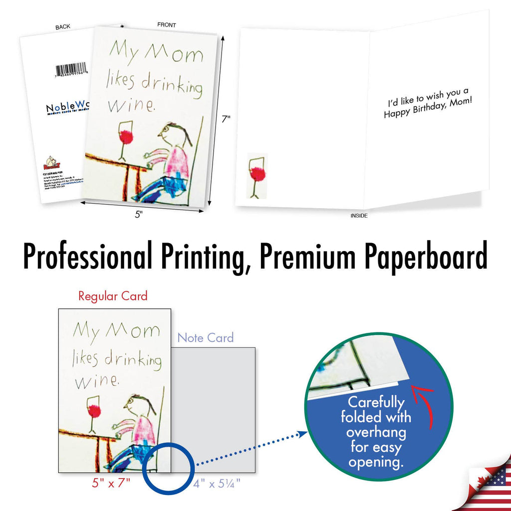 NobleWorks - Mom Drinks Wine - 5x7in Greeting Card