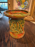 Vintage majolica-drip glaze candle holder