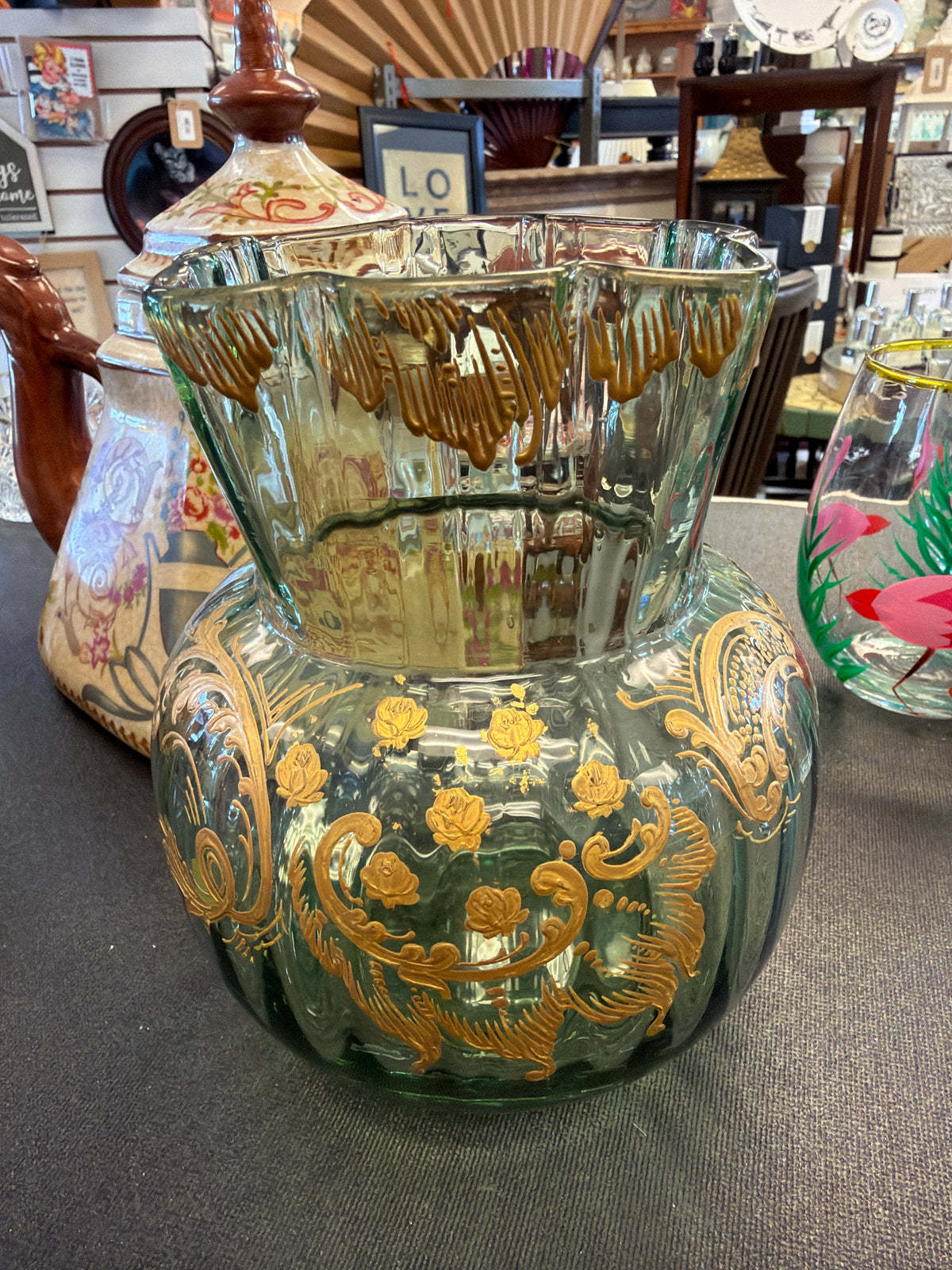 Antique Handpainted Glass