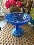 Fenton Diamond Glass blue candy dish