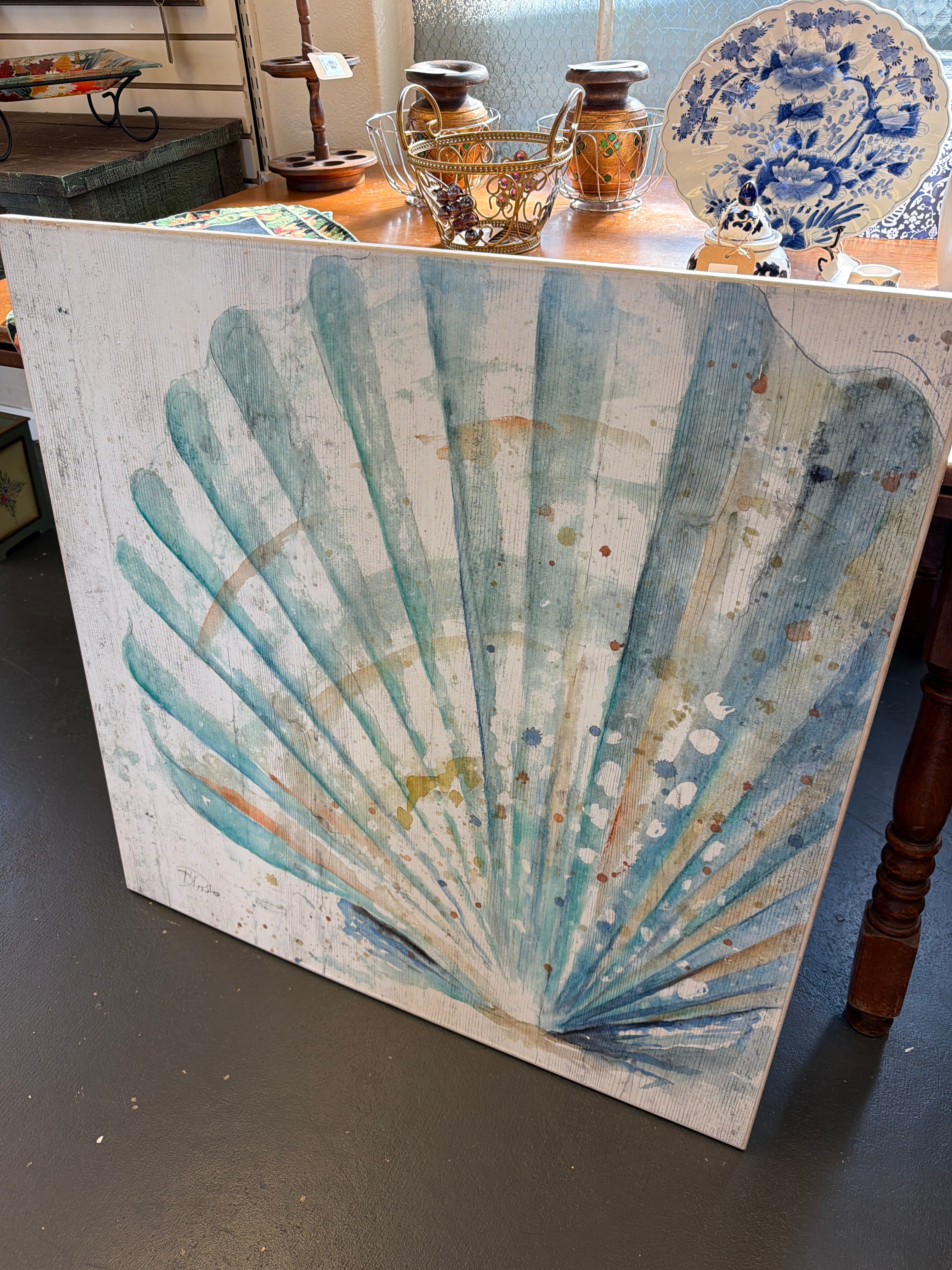 Water Shell" print on wood by Patricia Pinto