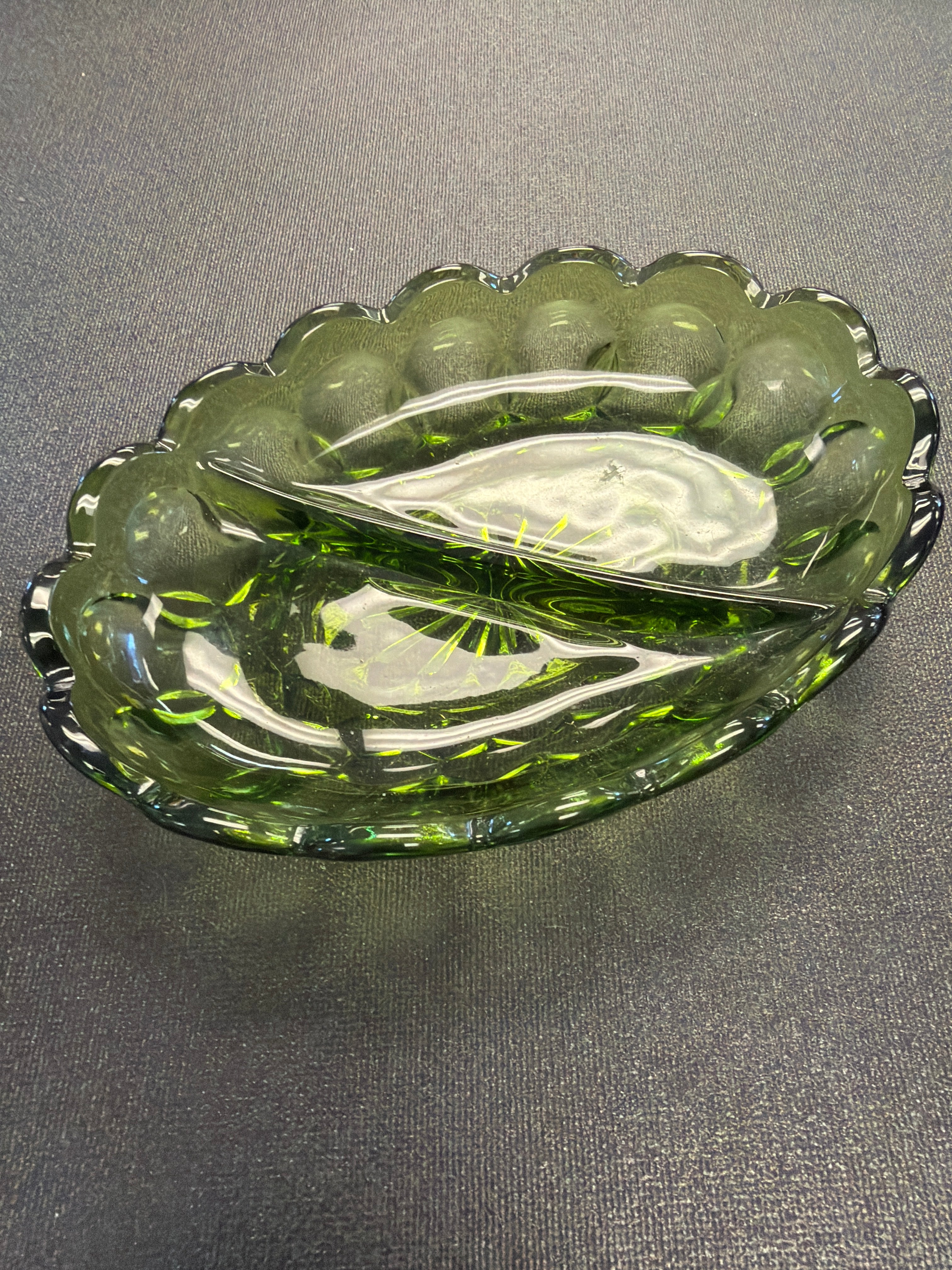 Vintage Green Divided Relish Dish