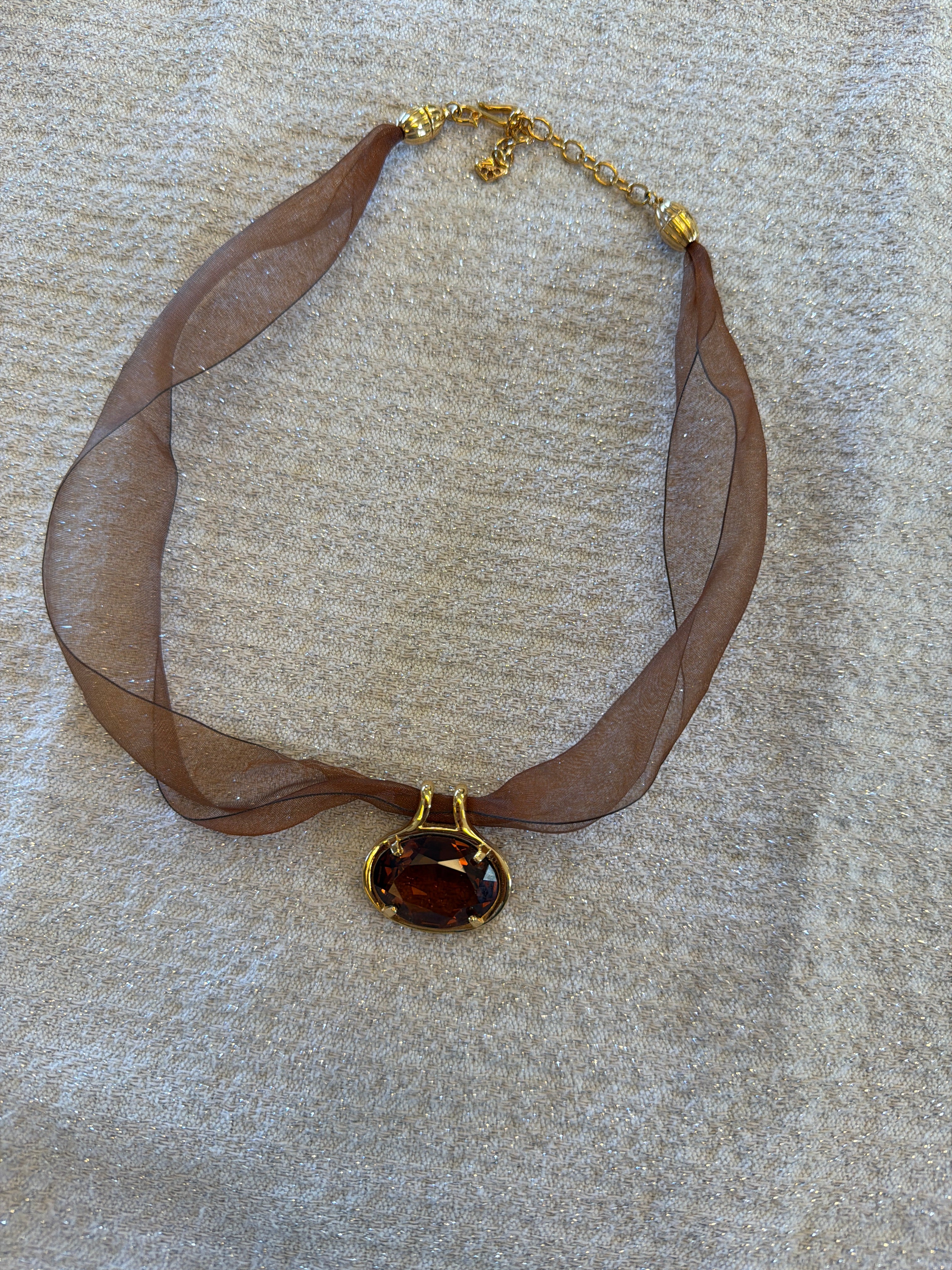 Swarovski brown oval pendant necklace