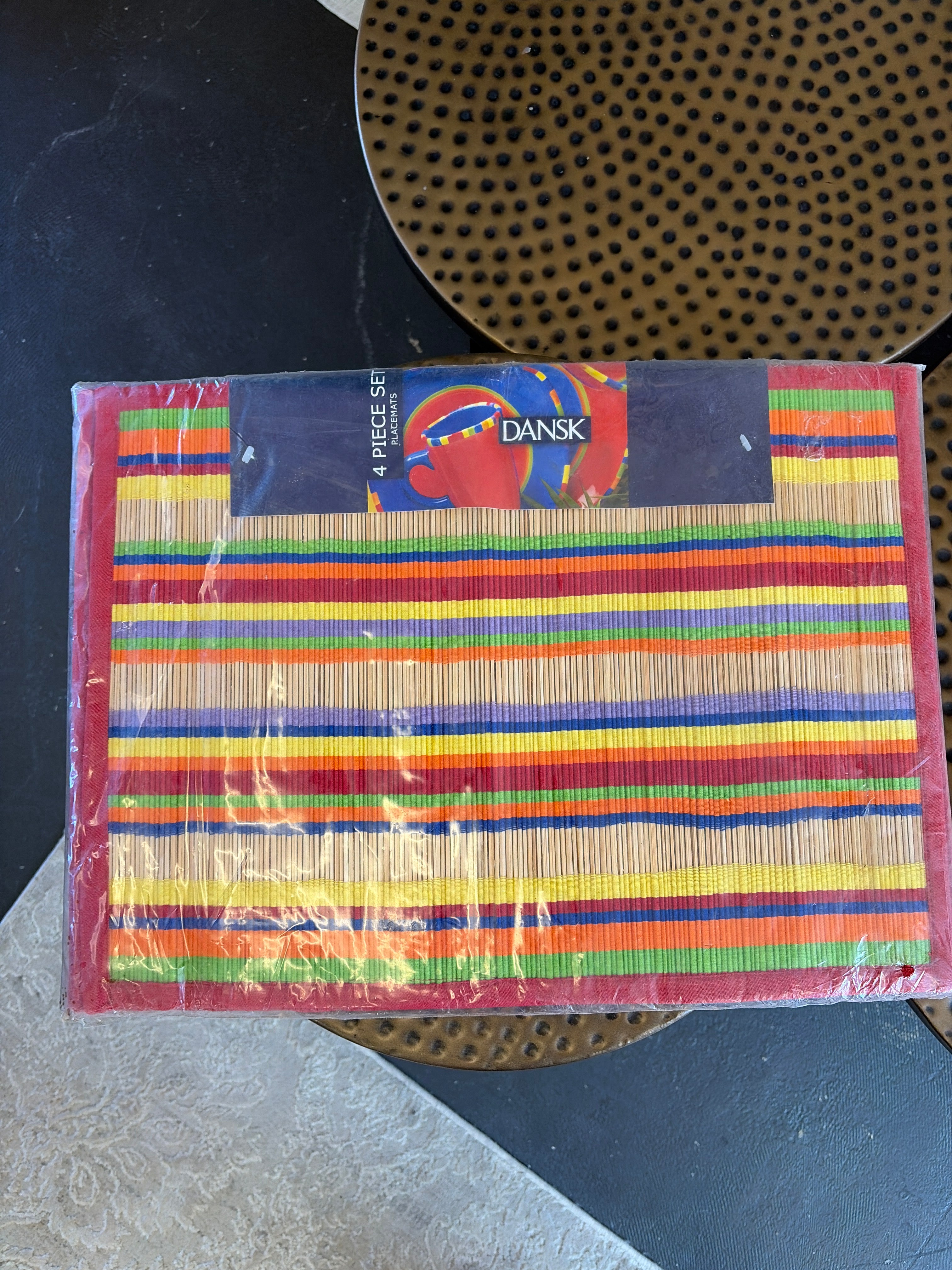 Dansk Antigua Stripe rainbow-colored placemats 4 Pc.