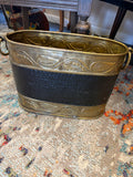 Vintage hammered brass and dark metal bucket