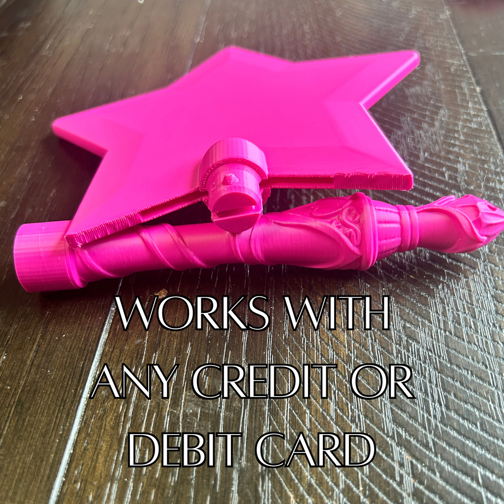 Tap to Pay Magic Star Wand - 3D Printed Credit Card Holder: Light Blue