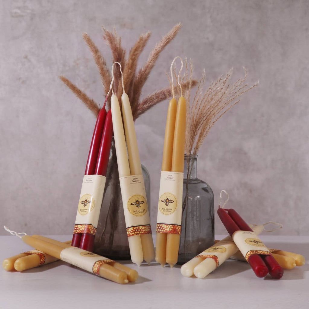 Taper Candles – 100% Pure Beeswax – Hand-Dipped: Forest / Standard (12" x 7/8")