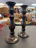 Vintage turned candlestick holders