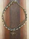 Premier Designs Gold Tone 3 Tier Necklace