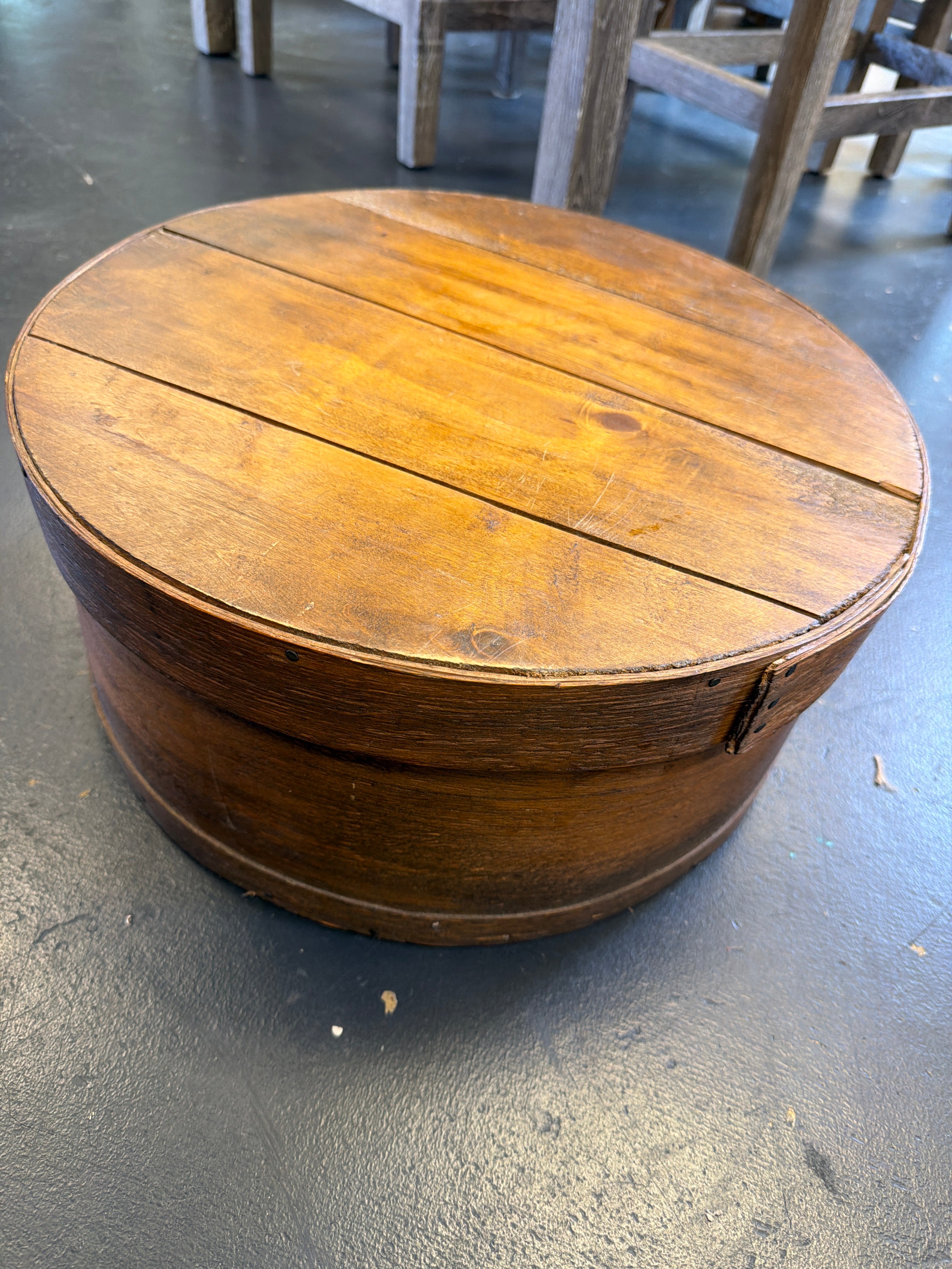 Antique wooden cheese box