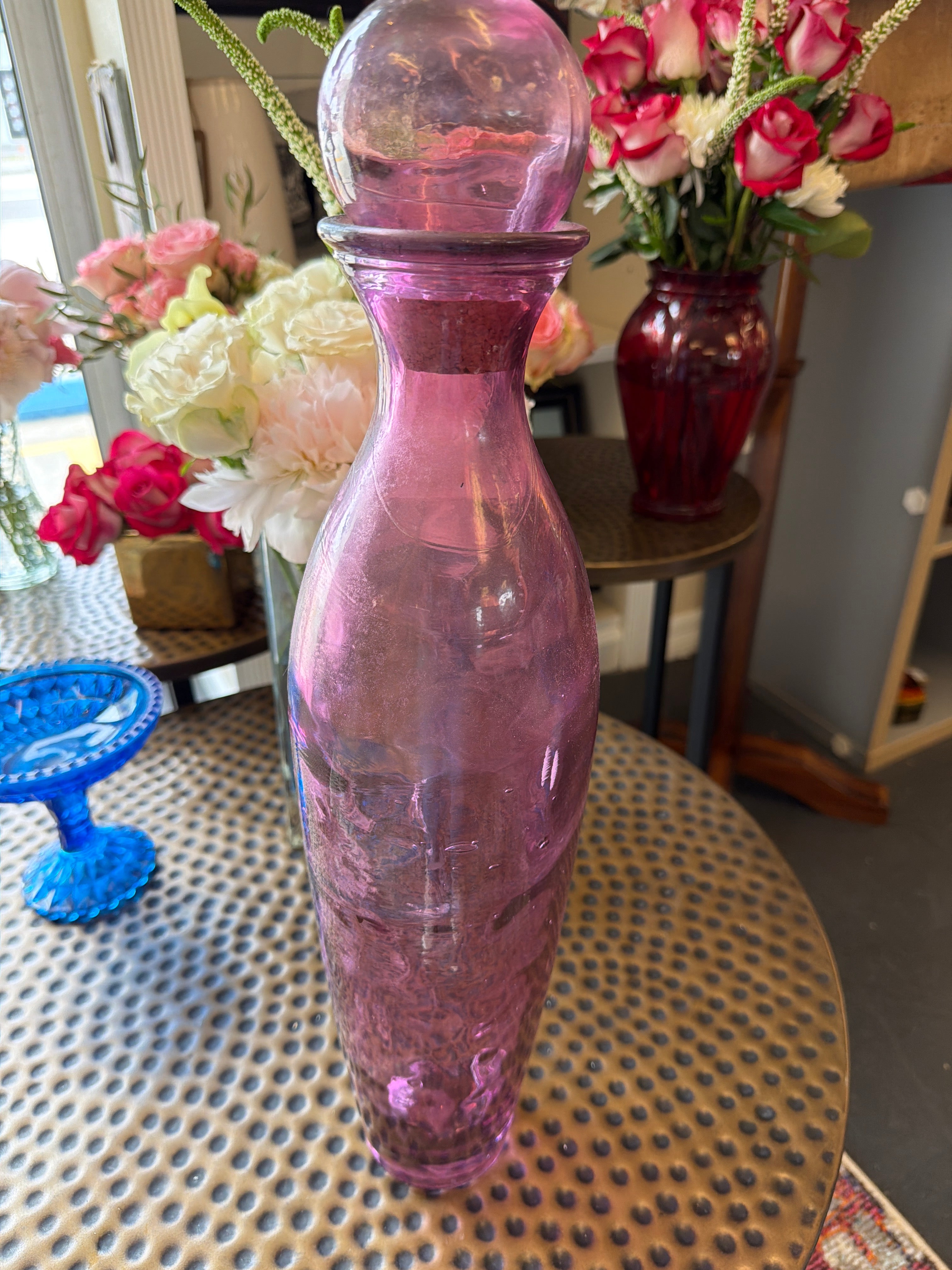 Amethyst purple glass decanter