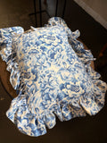 Blue and white floral pillow