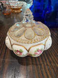 Fenton Charleton milk glass melon-form powder jar