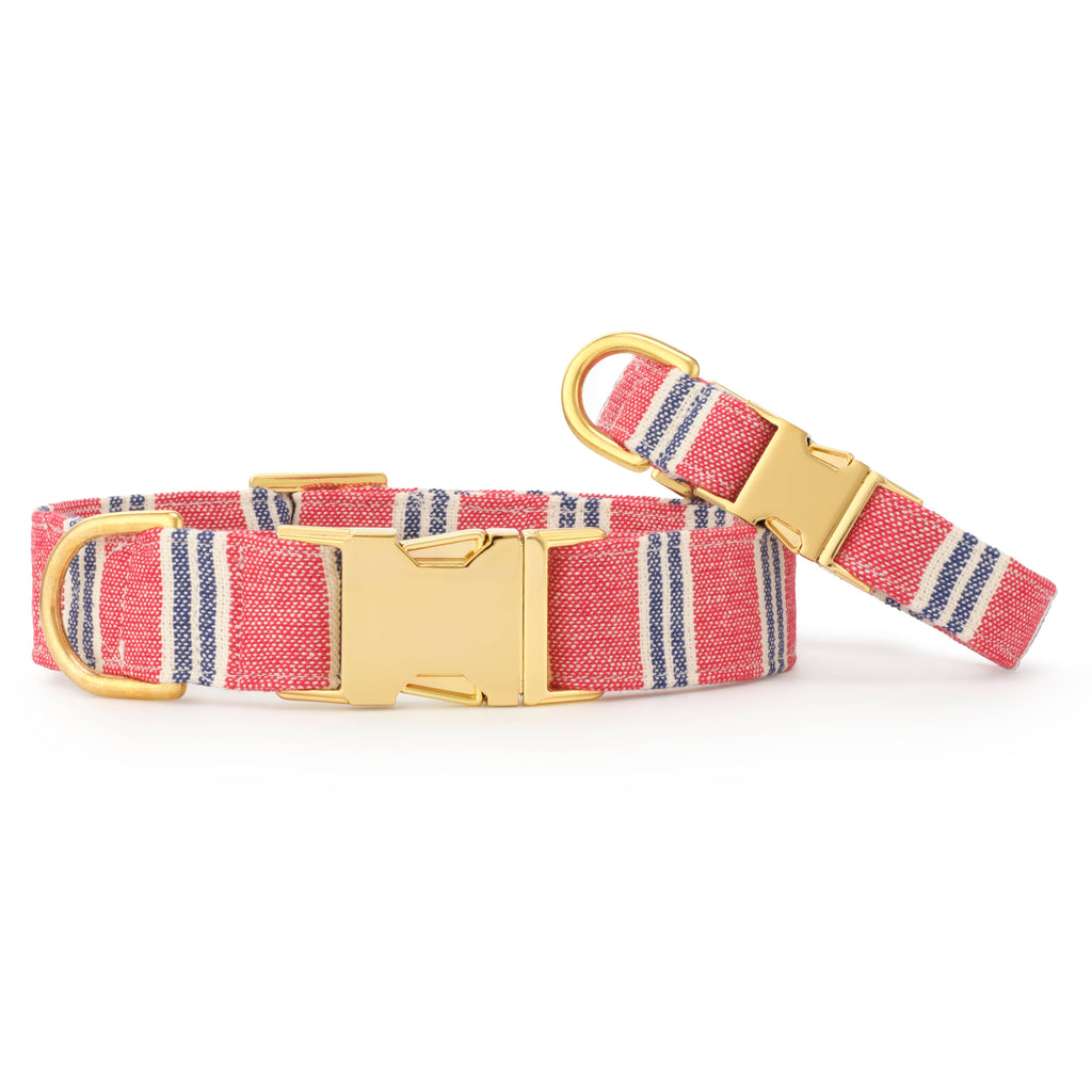 Nantucket Stripe Dog Collar: M - 14-19”