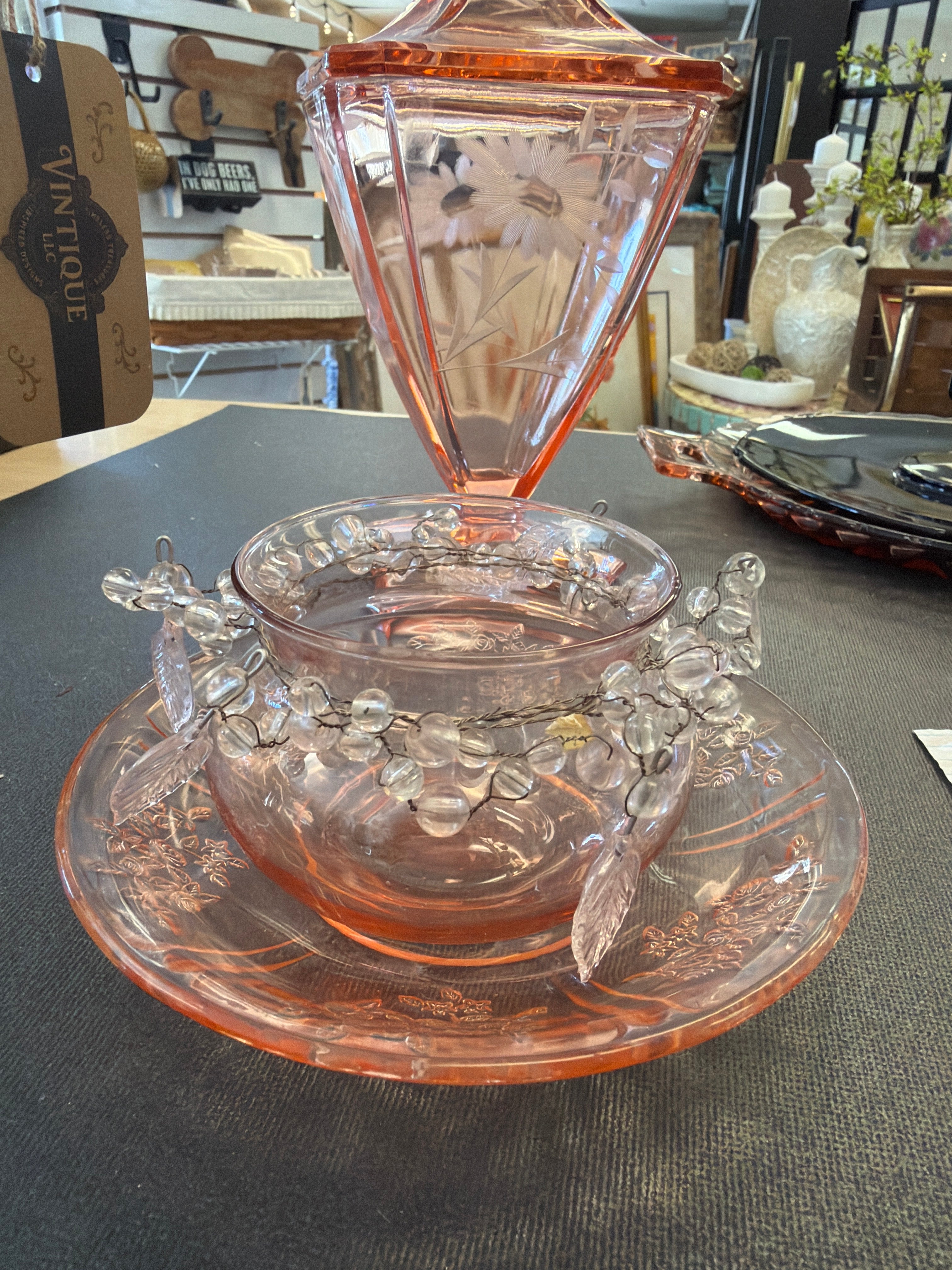Federal Glass Sharon Pink Depression glass cup and saucer set