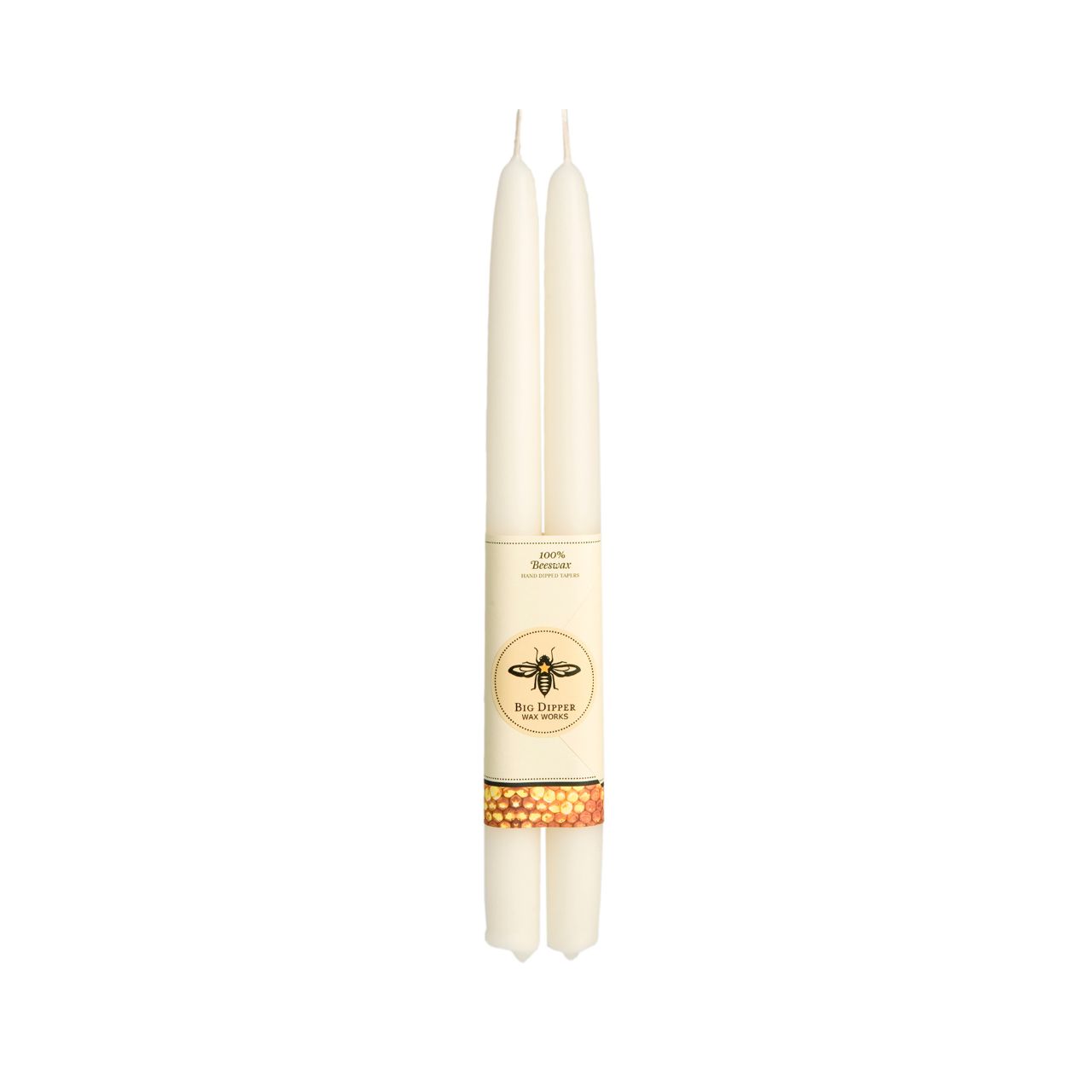 Taper Candles – 100% Pure Beeswax – Hand-Dipped: Ivory / Standard (12" x 7/8")