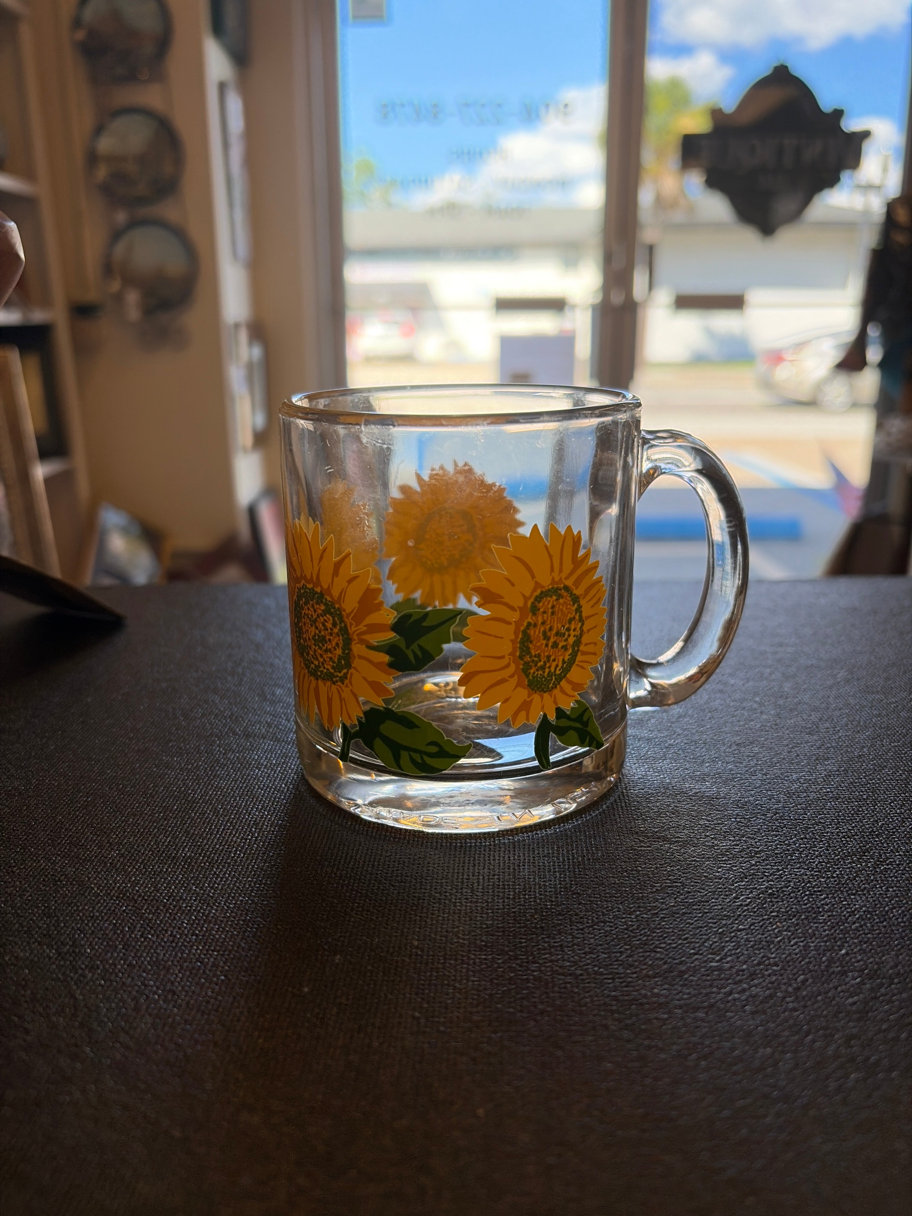Vintage Sunflower Glass Mug