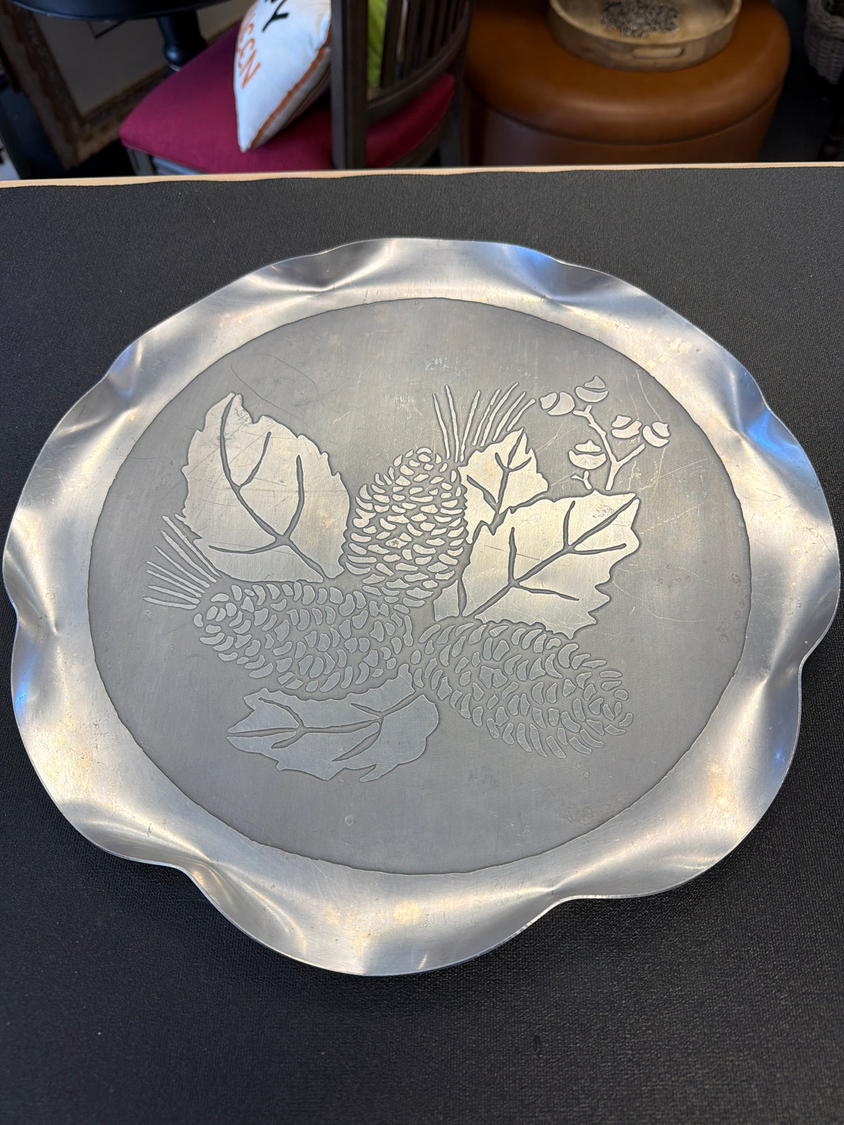 Etched Pine Cone Serving Tray