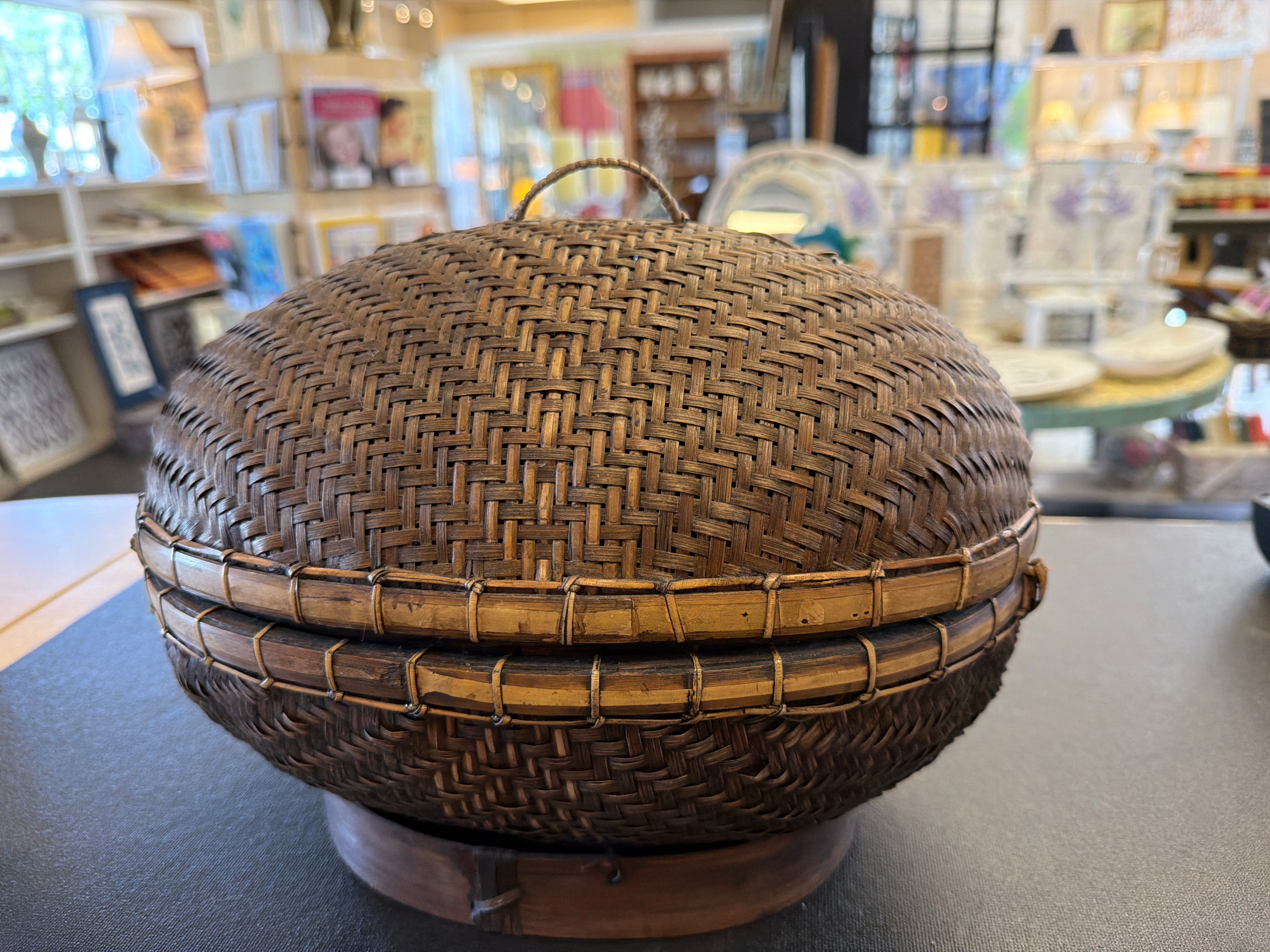 Vintage Asian Lidded Basket