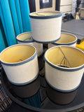 White and Blue Linen Lampshades (set of 5)