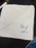 Linen Napkins with Blue cross-stitch flower (4)