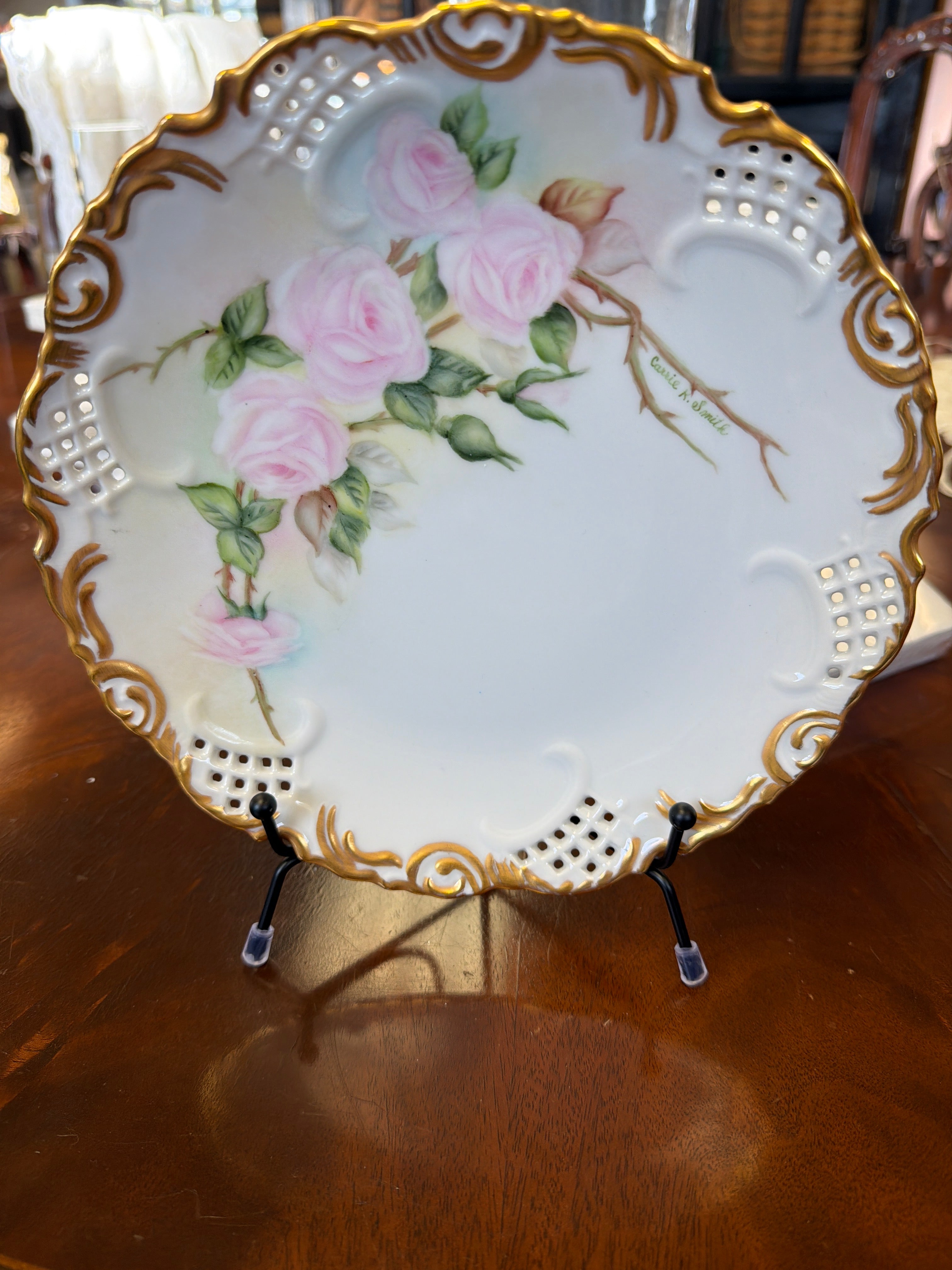 Limoges Painted Rose plate medium