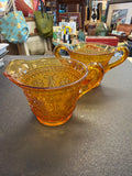Vintage Indiana Glass Tiara Amber Sandwich Set
