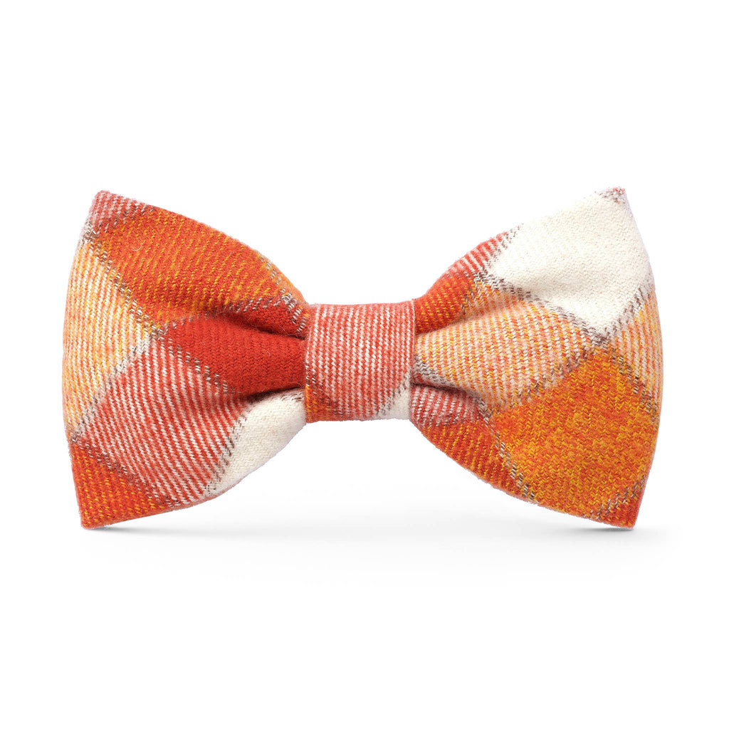 Pumpkin Spice Plaid Flannel Fall Dog Bow Tie: Standard