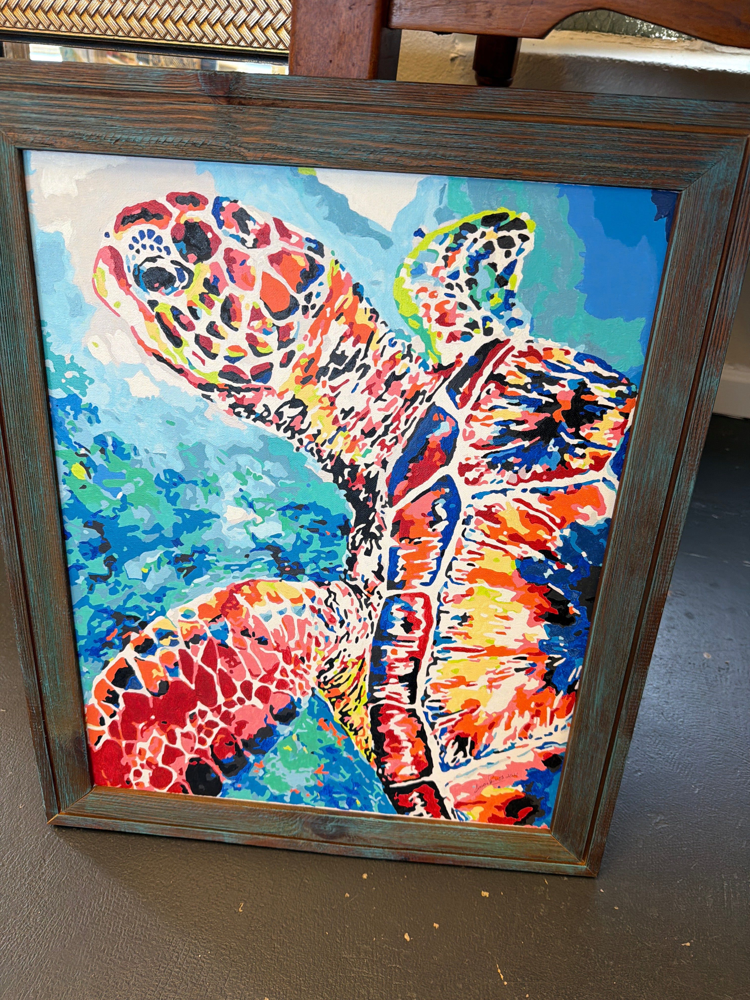 Vibrant sea turtle