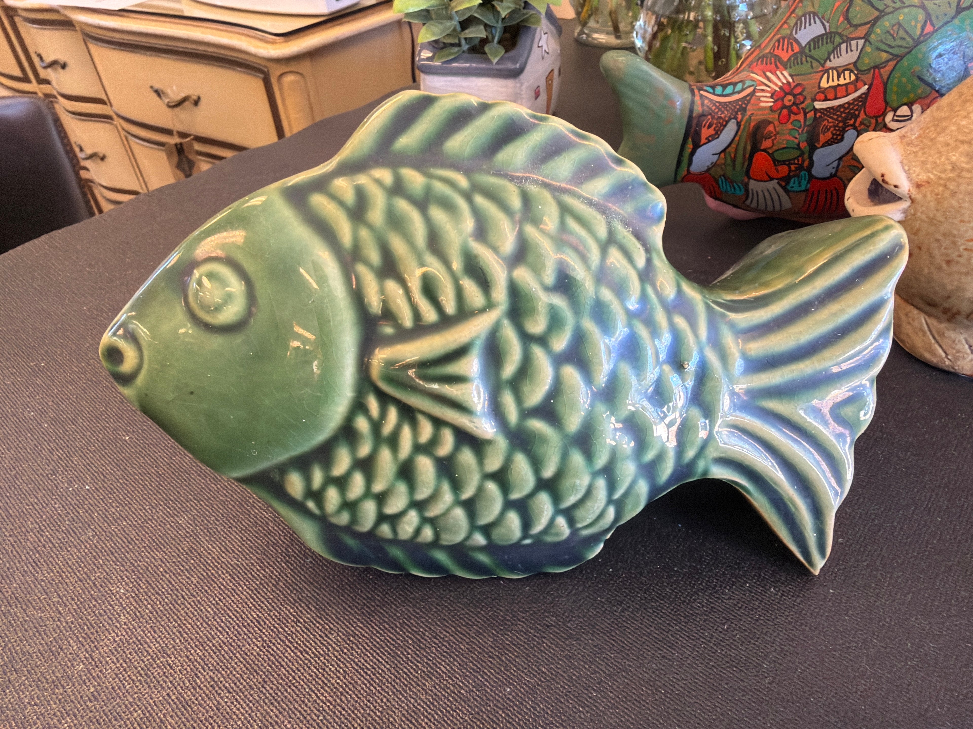 Green ceramic fish