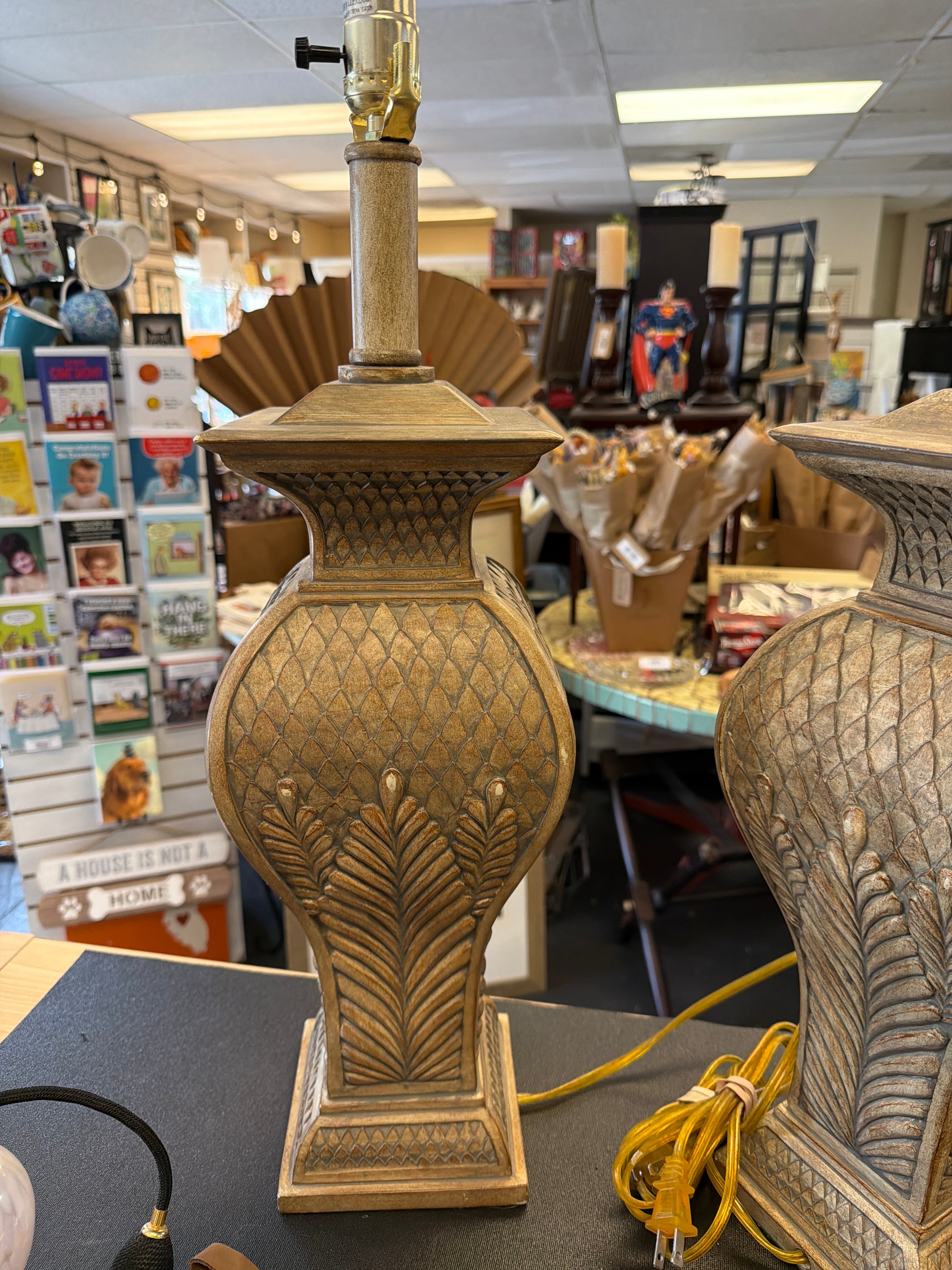 Carved Palm Lamps (2)