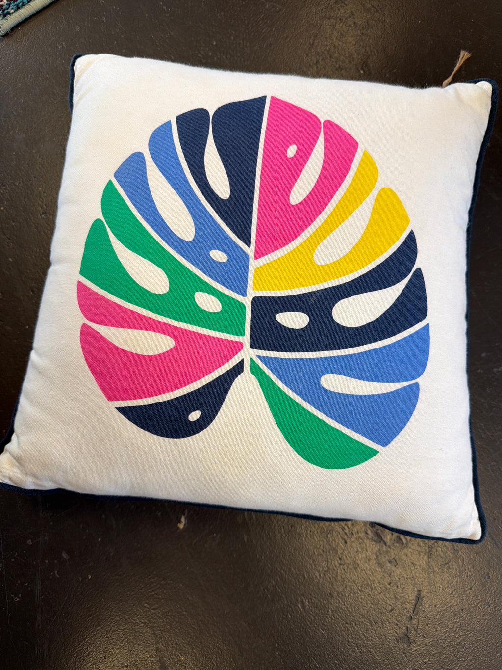 Colorful Monstera Pillow