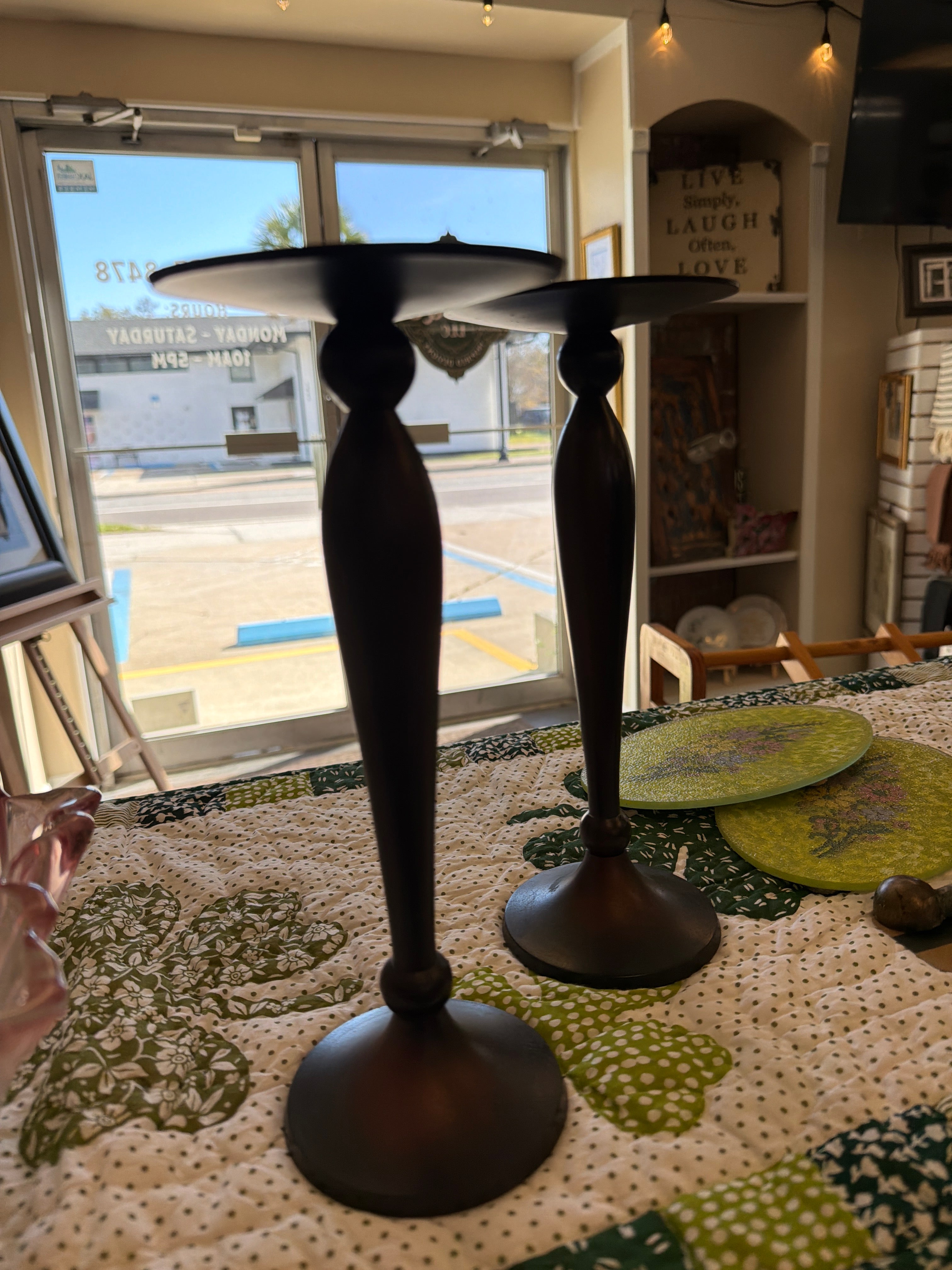 Pair of metal candleholders