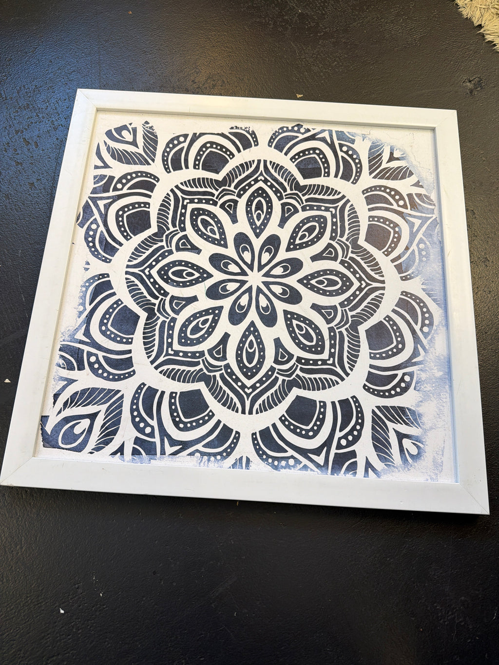 Blue and white square prints (set of 3)
