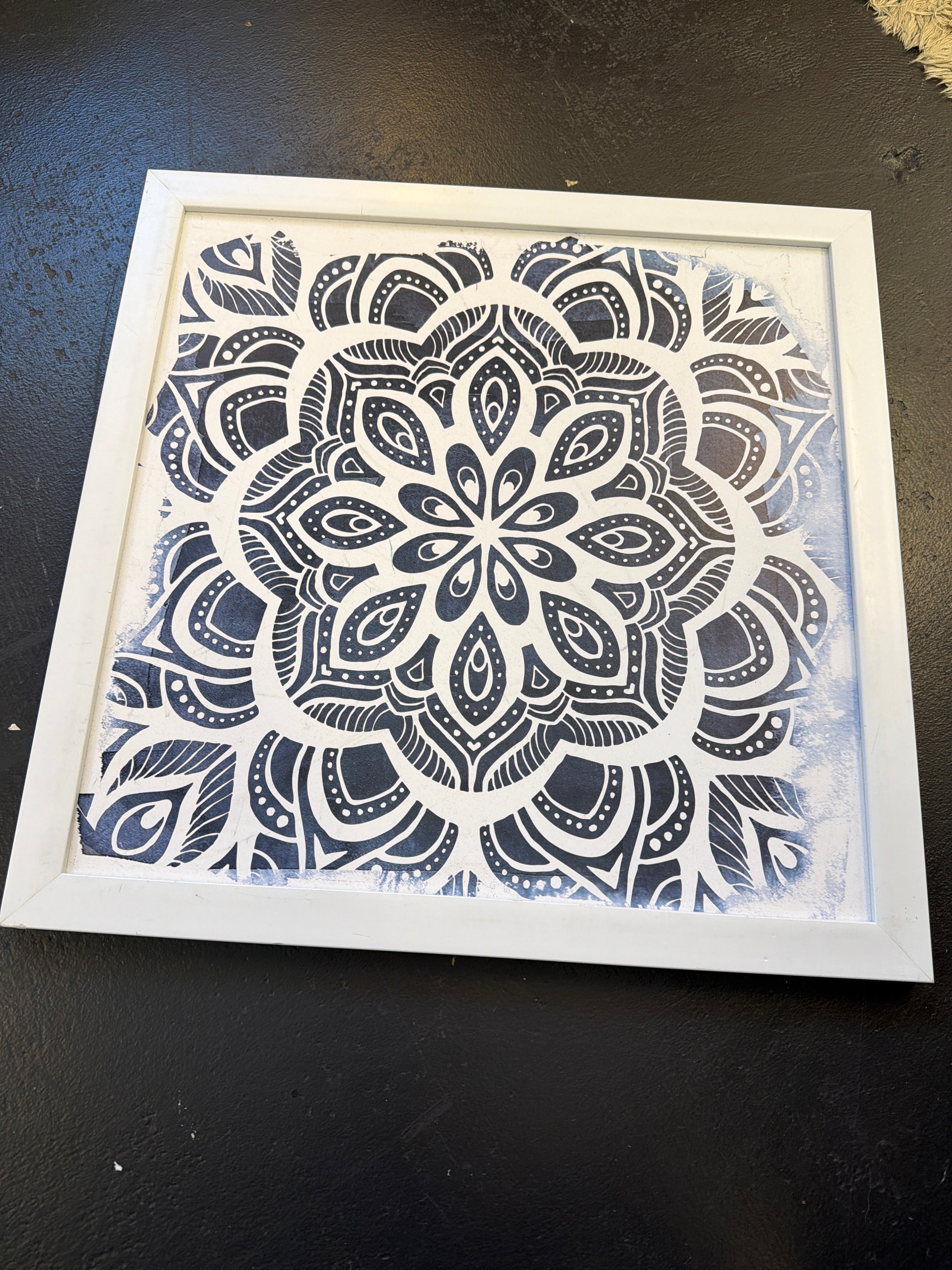 Blue and white square prints (set of 3)