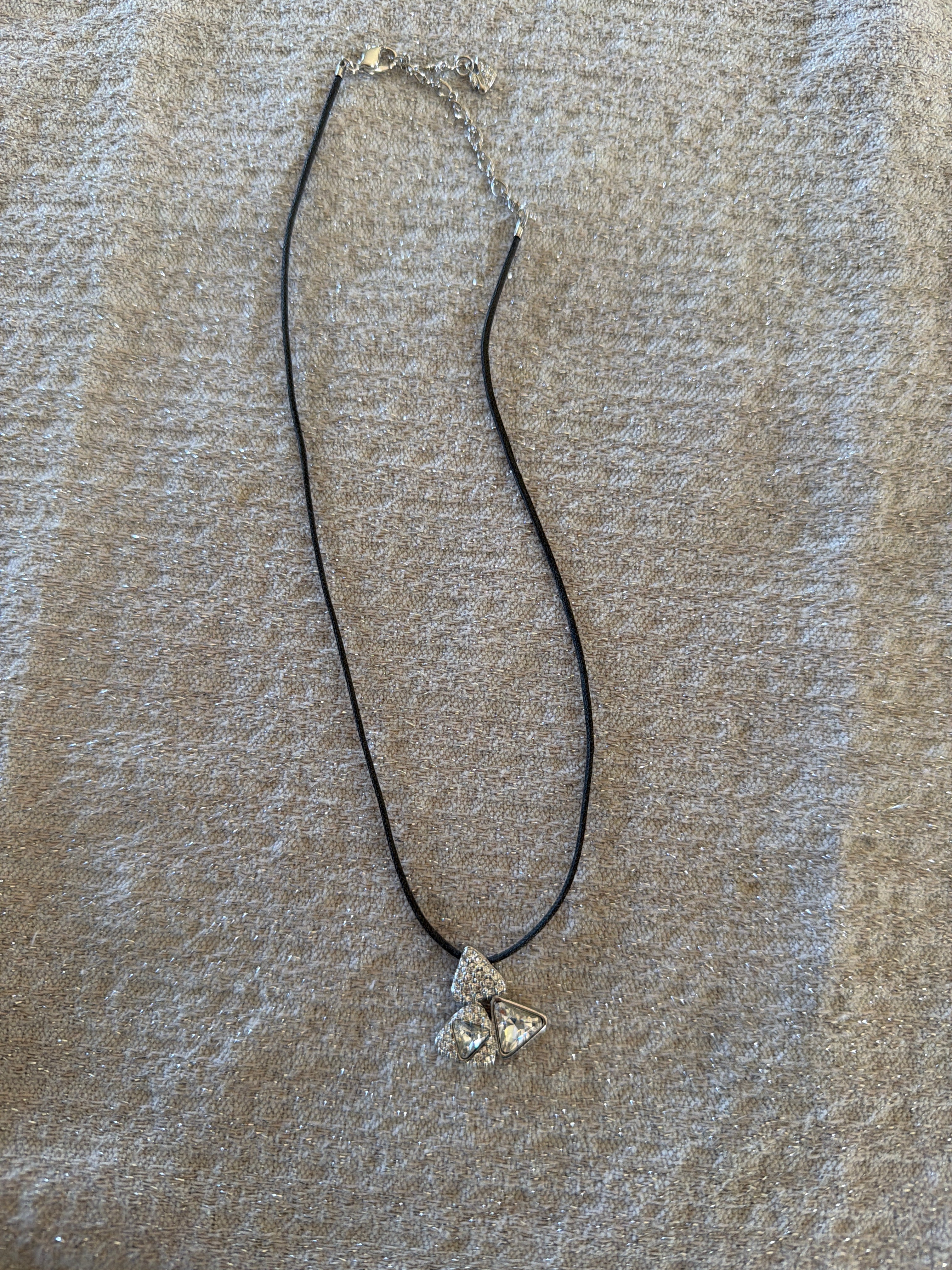 Swarovski Three Triangle Leather Necklace