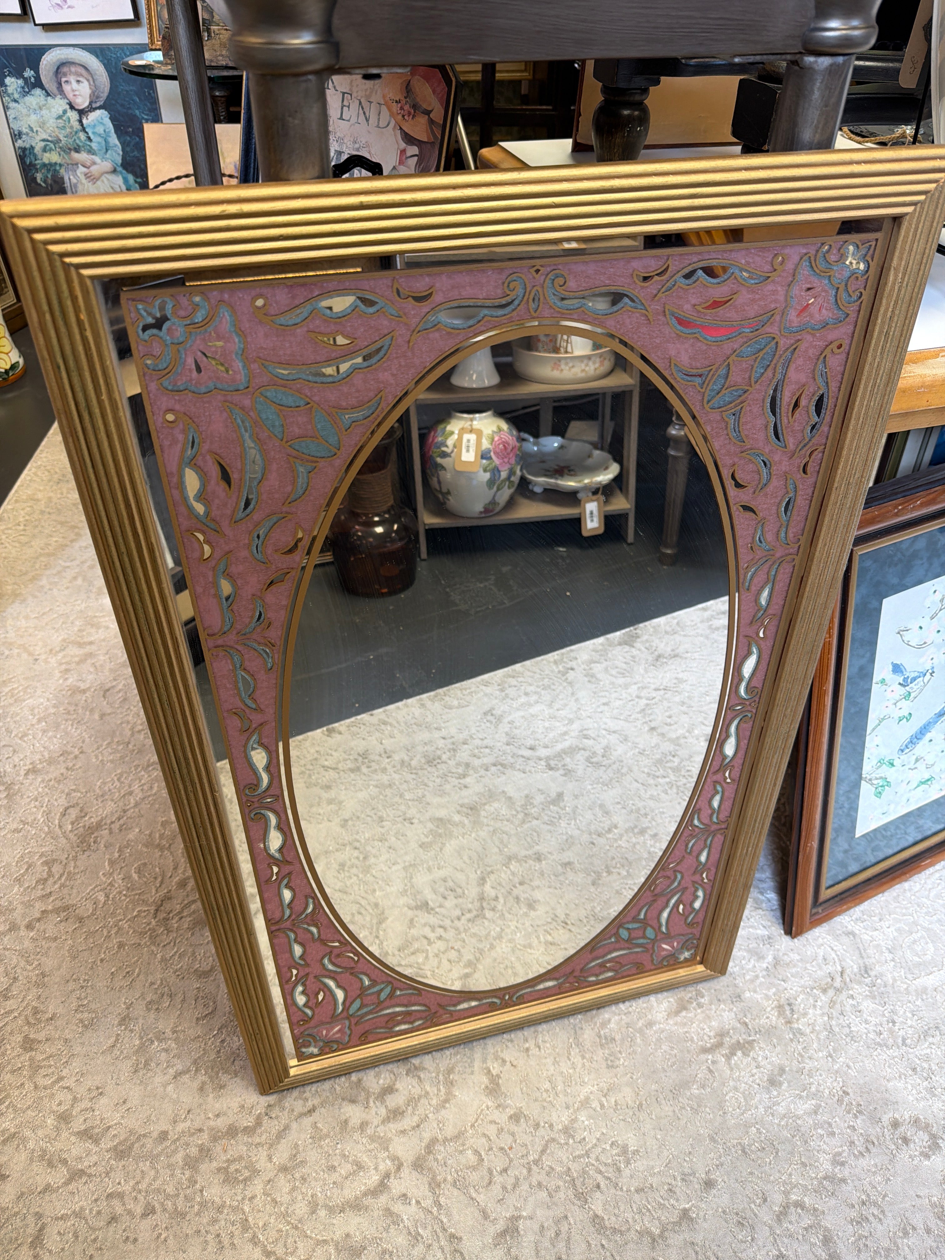 Vintage Windsor Art faux stained glass mirror