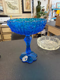 1970 Fenton Colonial Blue Pedestal Bowl