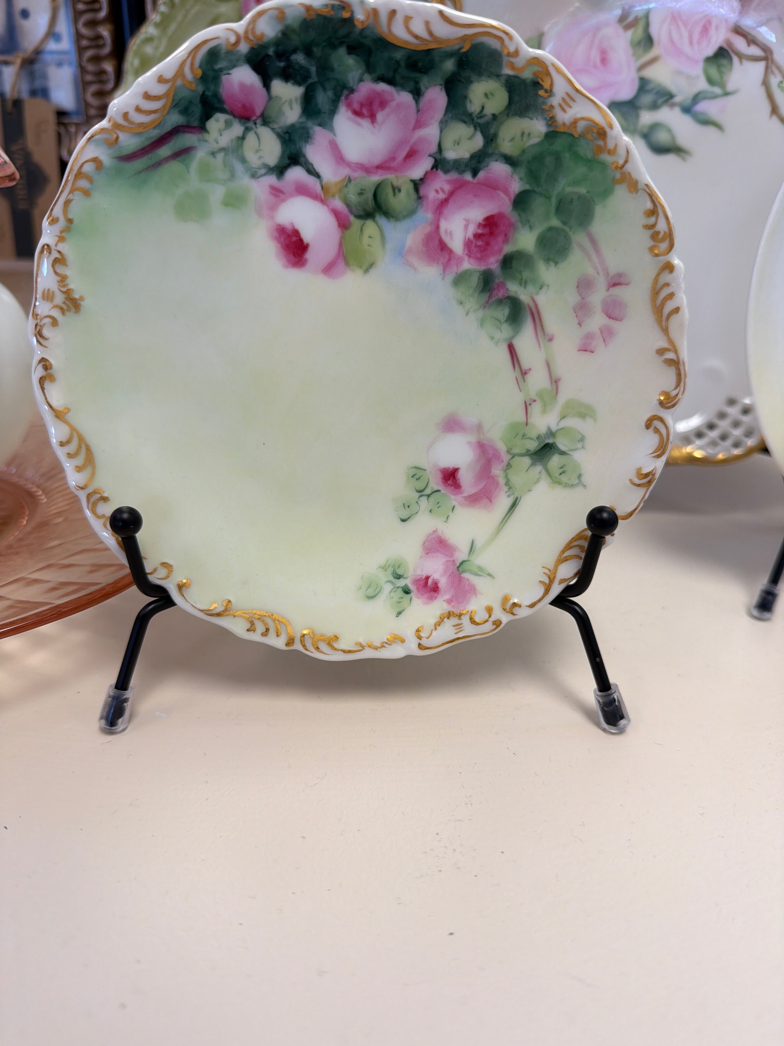 Limoges painted rose plate