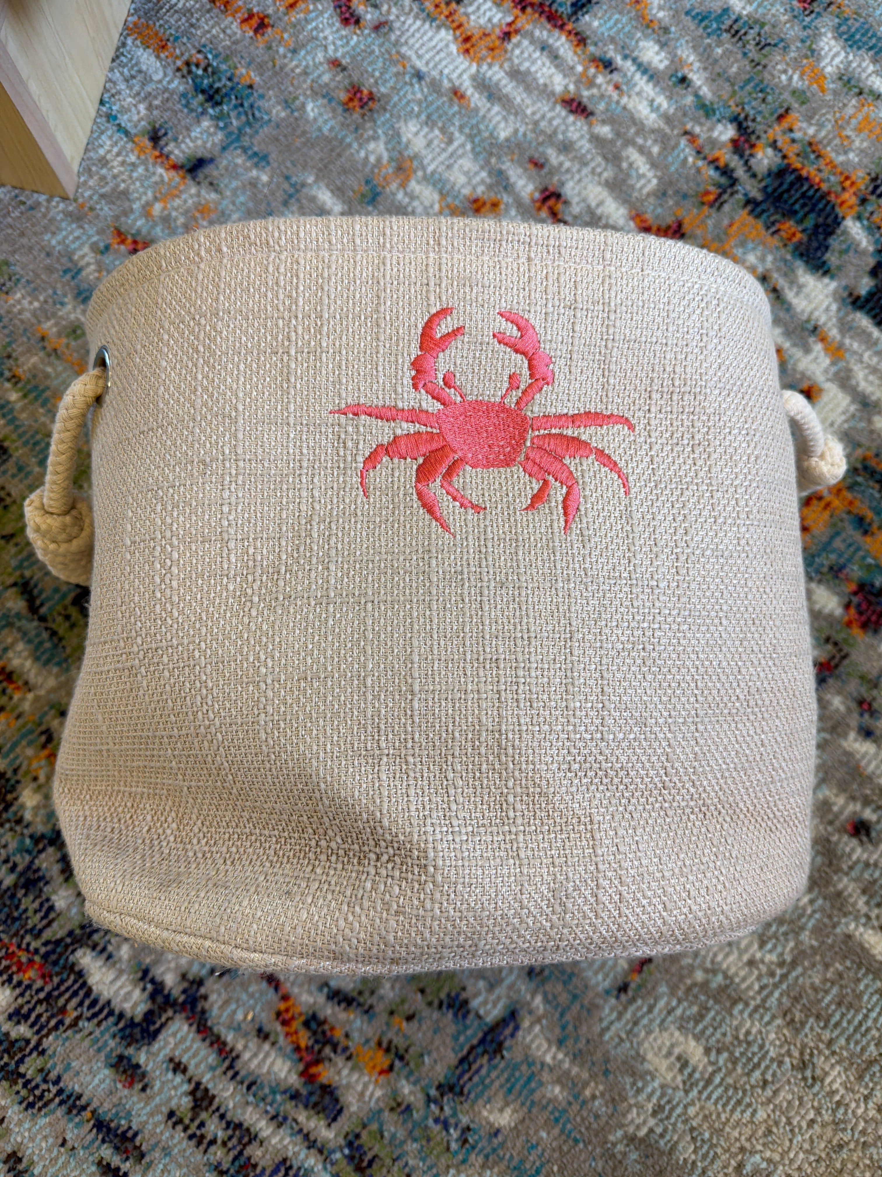 Burlap Crab Tote
