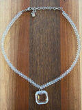 Swarovski crystal bead and square pendant necklace